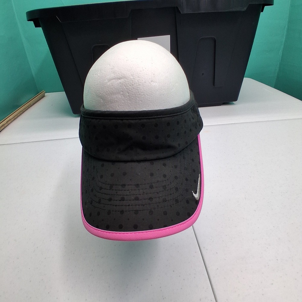 Nike Golf Visor OSFM Black Pink Polka Dot Tenniscore Sporty Athleisure